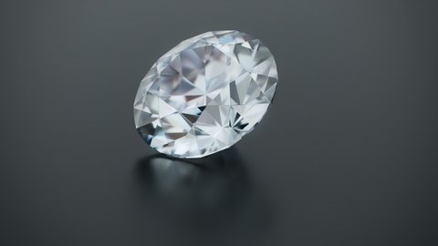 Close up of a rotating cut diamond. 3D Rendered CGI (Computer Generated Image)