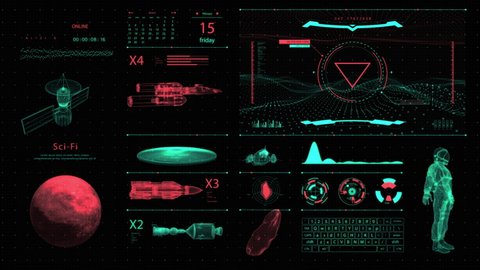 Futuristic science fiction HUD panel with space travel metrics
