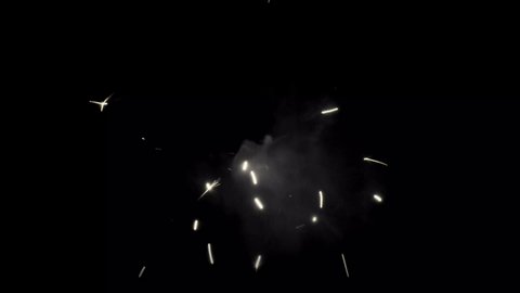 Sparks hits on Black Background, Sparks Over Black. Spark Wall created by Gun Powder Sparks Falling. Slow Motion
