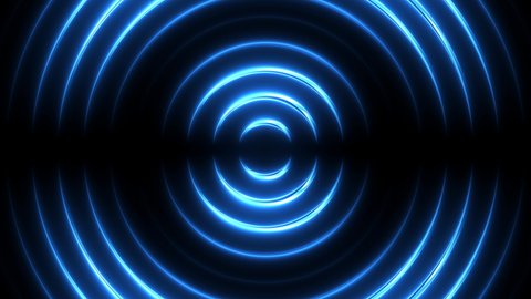Abstract technology background with digital signal animation. Bright neon circles motion futuristic texture for innovation business presentation. Seamless loop.
