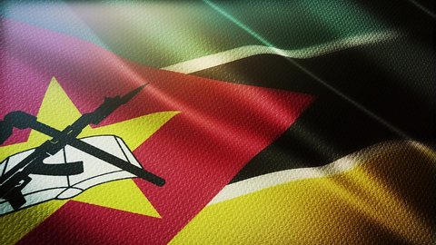 Mozambique flag is waving 3D animation. mozambique flag waving in the wind. National flag of mozambique. flag seamless loop animation.