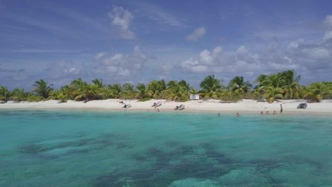 Aerial drone shot of Sandy Island Beach, Carriacou, Grenada, West Indies, Caribbean, Central America