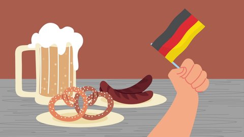 oktoberfest celebration animation with beer jar and food ,4k video animated