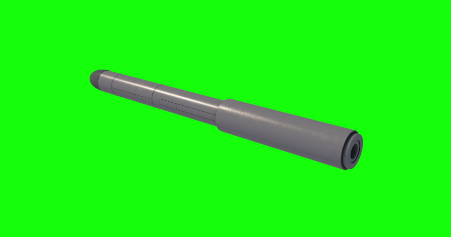Nuclear Cruise missile isolated on green background. 3D render