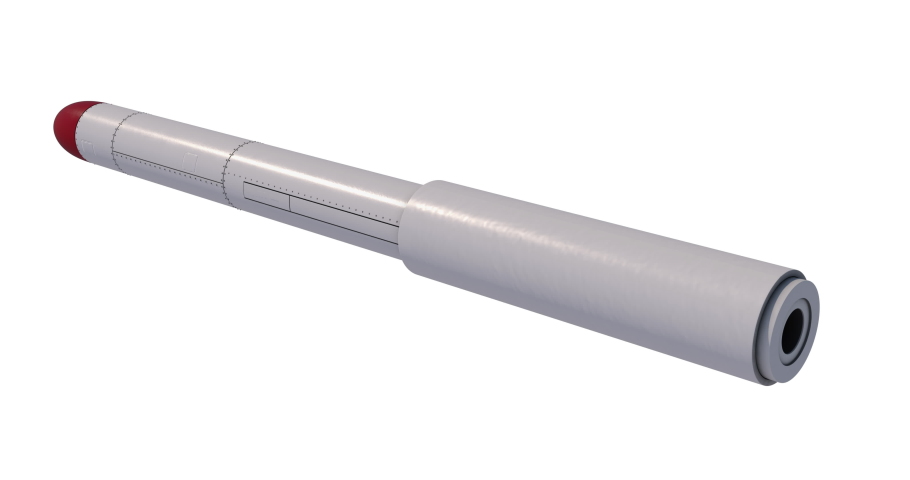 Nuclear Cruise missile isolated on white background. 3D render