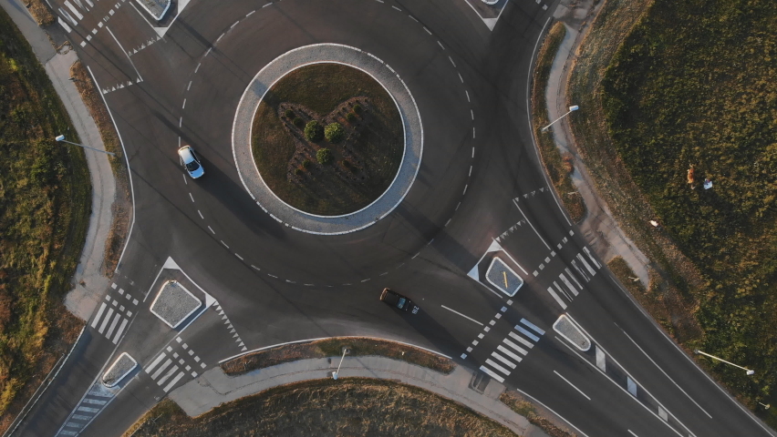 Roundabout circular intersection road traffic ,Vojvodina ,Serbia septembar 2020 | Shutterstock HD Video #1058872600