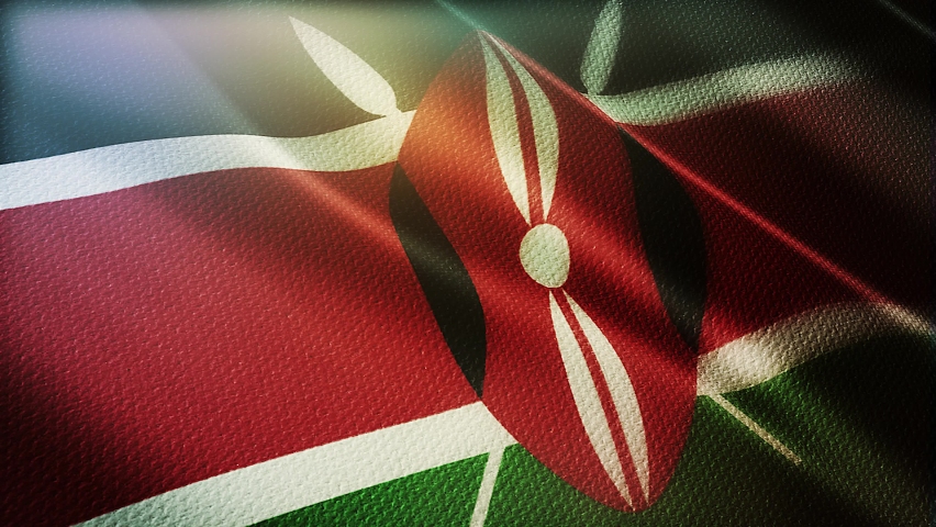 kenya flag is waving 3D animation. kenya flag waving in the wind. National flag of kenya. flag seamless loop animation. 4K

