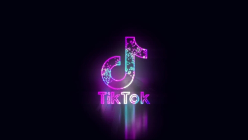 Tik Tok Logo Neon Sign Stock Footage Video (100% Royalty-free