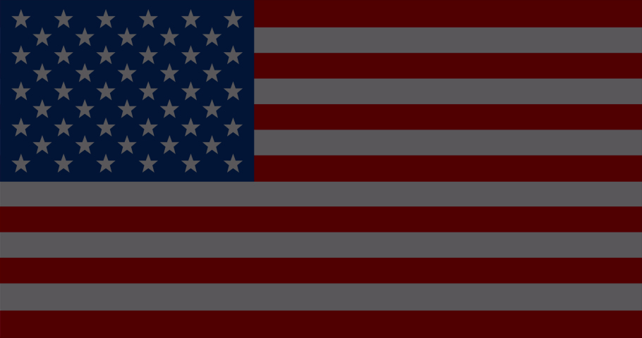 Happy Columbus Day animated banner or greeting card with appearing text and stars, american flag on background