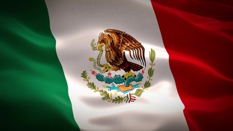 Mexican flag waving backdrop. Mexico national flag flying background. 