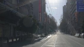 Empty closed Bourke Street Mall Melbourne city CBD during Covid lockdown Victoria Australia - Powered by Shutterstock - Get 15% off with code: PIKWIZARD15
