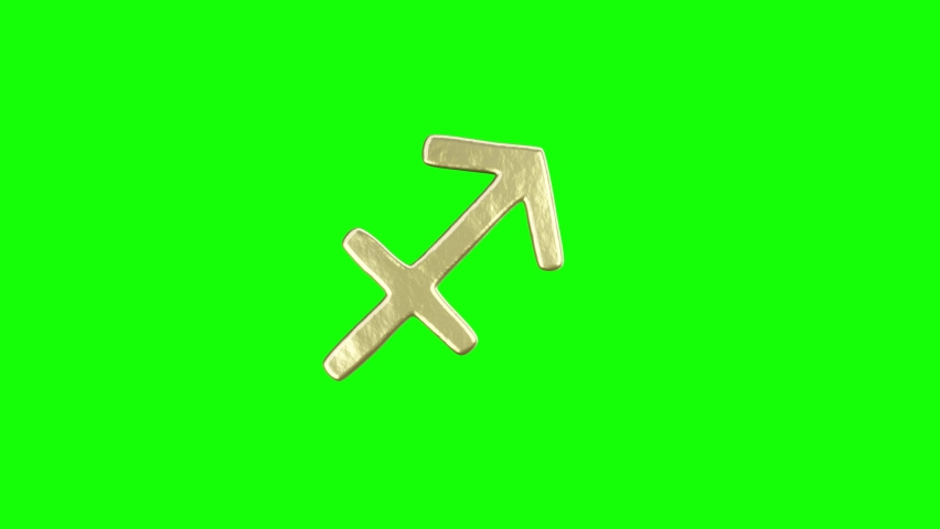 Golden Sagittarius (Archer Centaur) Astrological Zodiac sign seamlessly looped rotating on a green screen chroma key white and black background with alpha channel mask