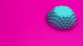 4K Video moving blue cubes on a pink background and creating a cube effect on a flat surface realistic video 3D Rendering