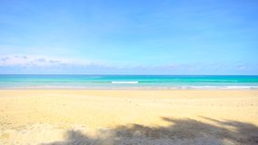 4K. Beautiful sea landscape, Phuket, Thailand. Summer Beach And Sea. Landscape view of beach sea sand and sky in summer day. Beach space area. At Karon Beach, Phuket, Thailand. 4K UHD. Video Clip