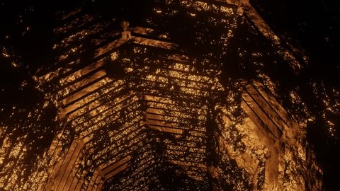 4K video animation of forward-moving inside a tunnel or cave, which has beautiful hard rough texture or pattern on the wall.