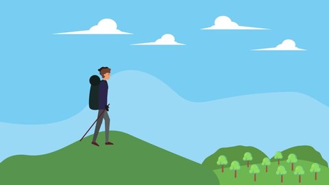 Male Hiker Animation Carrying Bag While Stock Footage Video (100% ...