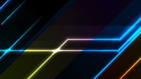 Colorful technology motion design with glowing neon lines. Seamless looping. Video animation Ultra HD 4K 3840x2160