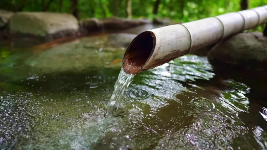 Japanese hot spring concept. Natural water.