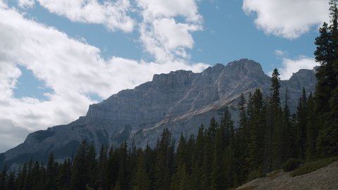 Beautiful Rocky Mountains in Banff National Park Beside Two Jack Lakes Timelapse