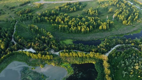 Aerial View Retention Basins, Wet Pond, Wet Detention Basin Or Stormwater Management Pond, Is An Artificial Pond With Vegetation Around The Perimeter, And Includes A Permanent Pool Of Water In Its