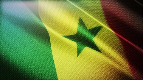 Senegal flag is waving 3D animation. Senegal  flag waving in the wind. National flag of Senegal. flag seamless loop animation. high quality 4K resolution