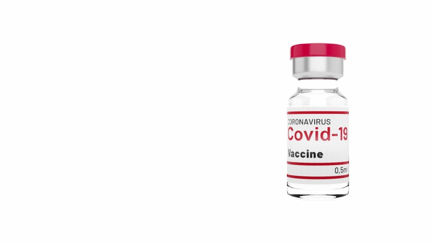 3D Animation Coronavirus Vaccine 2019-nCoV COVID-19 seamless loop on isolated white background and right shift. Bottle with Covid Vaccine. SARS-CoV-2 Wuhan. Alpha Channel Mask. | Shutterstock HD Video #1058989028
