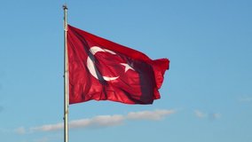 Slow Motion Waving Turkish Flag	