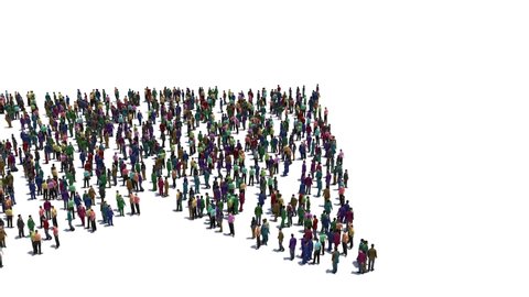 Large group of people stood in the shape of an arrow. 3d illustration