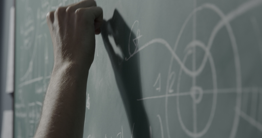 Creative mathematician writing formulas on the chalkboard, hand close up: academic research and science concept | Shutterstock HD Video #1059008246