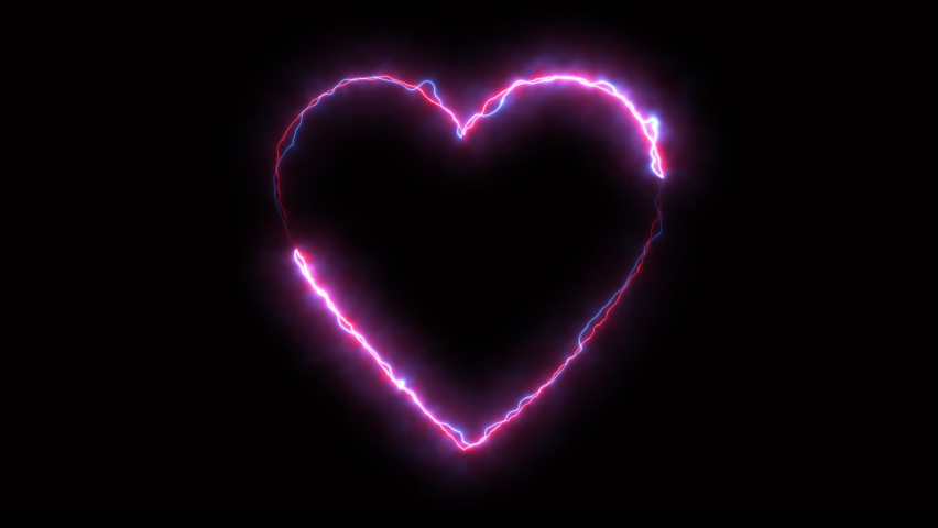4k Blue Lightning Heart Animation for Valentine… - Royalty Free Video