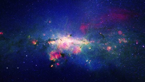Space flight into a star field realistic galaxy milky way animation background. 4K 3D traveling in milky way space.  Abstract Sci-fi Video with Space, Galaxies, Nebulae, stars based on NASA image.