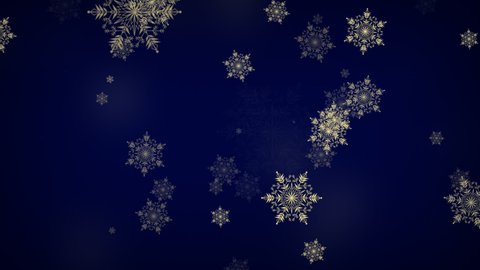 golden snowflakes on dark blue background Stock Video