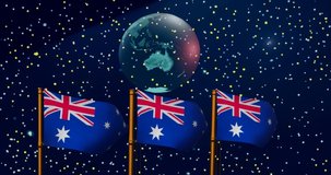 3d rendering globe with australian flags 4k video