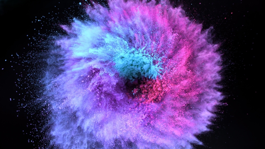 Super slow motion of coloured powder rotation isolated on black background. Filmed on high speed cinema camera, 1000fps. Royalty-Free Stock Footage #1059032105