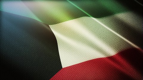 Kuwait flag is waving 3D animation. Kuwait flag waving in the wind. National flag of Kuwait. flag seamless loop animation. 4K