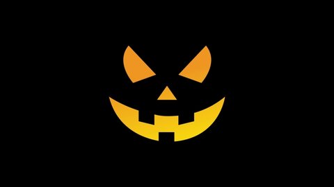 Animation For The Holiday Halloween Scary pumpkin face at night with moving on dark space. Holiday halloween animation.