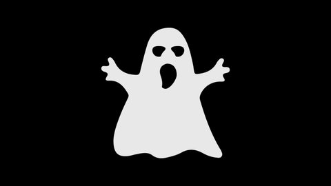 Halloween Ghost Animation. Animated white ghost moving in the center of a black background. Happy Halloween animation. 