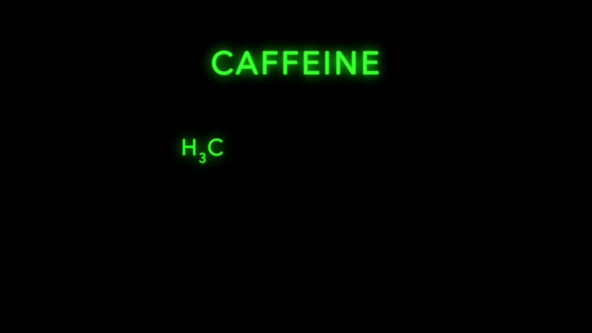 Coffee or Caffeine Molecule Structure Symbol Neon Animation on Black Background Royalty-Free Stock Footage #1059047306