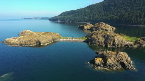 Boating in the San Juan Islands of Washington State. Lummi Rocks is a small rock outcropping just to the south and west of Lummi Island perfect for a small boat to land and enjoy a picnic lunch.
