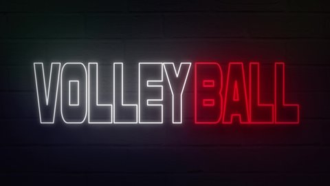 realistic neon written volleyball for decoration and covering on the wall background.