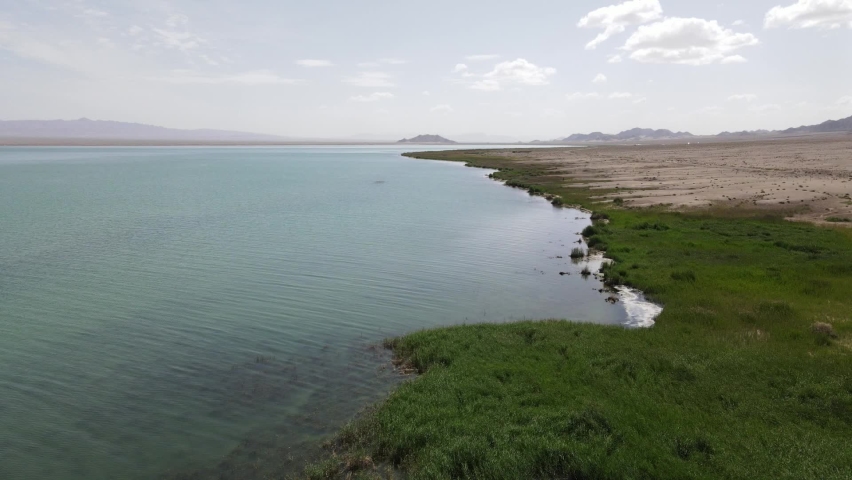 blue lake in a desert, Qinghai China