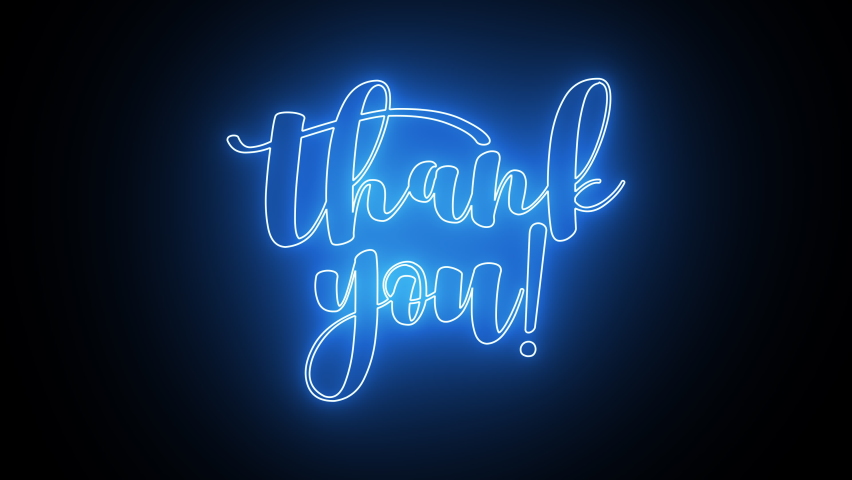 Thank you - Handwritten calligraphy lettering text. Footage with blue neon text effect animation. Calligraphy motion graphics. Flat animation. Available in 4K FullHD and HD video 2D render footage | Shutterstock HD Video #1059092795