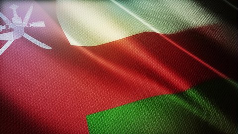 Oman flag is waving 3D animation. Oman flag waving in the wind. National flag of Oman. flag seamless loop animation. 4K