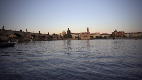 Monument to Charles Bridge in the center of Prague on the Vltava river