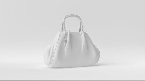 Creative minimal paper idea. Concept white bag with white background. 3d render, 3d illustration.
