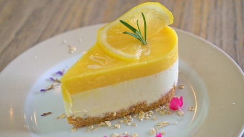 lemon cheese cake on plate