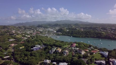 Aerial view of Prickly Bay, Grenada, West Indies, Caribbean, Central America