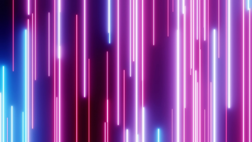 Vertical glowing lines move in space. Abstract fluorescent background. Neon background. 4K loop animation. Royalty-Free Stock Footage #1059125765