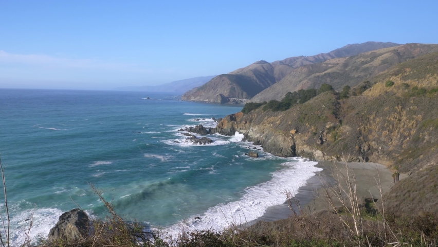 Big Sur Pacific ocean sandy beach in Highway nr 1 California West Coast