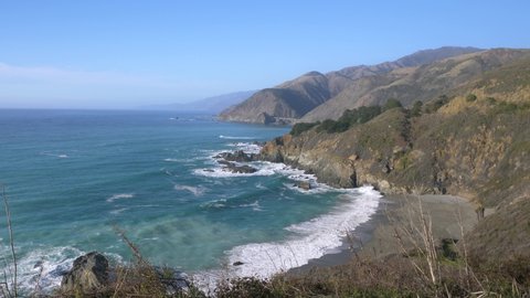 Big Sur Pacific ocean sandy beach in Highway nr 1 California West Coast